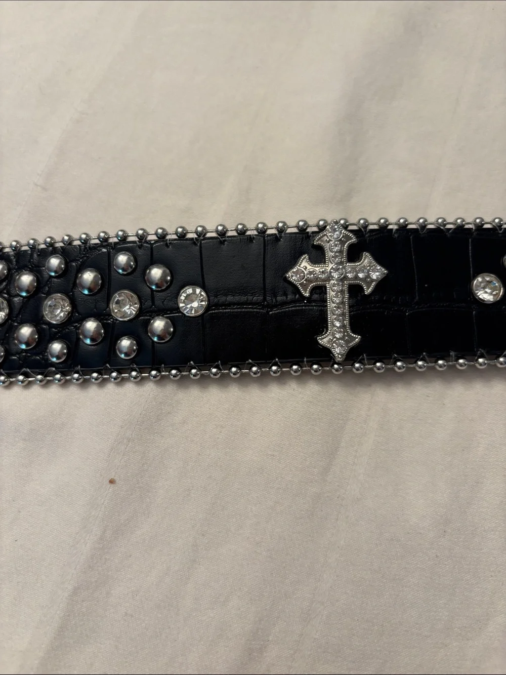 Cross Rhinestone Bling Studded Belt, Unisex, size  Medium, faux leather, western